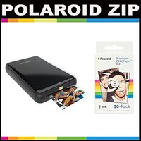 Polaroid ZIP Mobile Printer ZINK Zero Ink Printing Technology - With Polaroid 2x3 inch Premium ZINK Photo Paper (50 Sheets)- Black