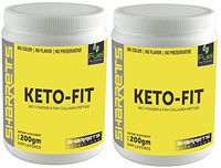 SHARRETS KETOFIT {Blend of Fish Collagen & Medium Chain Triglycerides- Vital for Ketosis & Ketogenic Diets} Keto Diet Supplements Pack of 2 : NET WT Each : 0.44 Lbs / 200g./ 7 Oz. UNFLAVORED