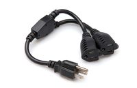 Hosa YAC-406 Dual NEMA 5-15R to NEMA 5-15P Power Extension Y Cable, 1.5 Feet