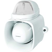 Seco-Larm SH-816S-SQ/C Self-Contained Siren with Strobe Light, 120dB Warble-Tone Siren, Audio Input for Broadcasting Messages Or Audio Playback, IP65 Weatherproof, White with Clear Light
