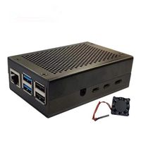 Protective Enclosure Box for Raspberry Pi 4, Aluminum Alloy Protector Case Accessories with Mini Cooling Fan - Access to All Ports