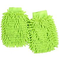 Ultimate Car Wash Mitt - 2 Pack - Premium Chenille Microfiber Wash Mitt - Wash Glove - Lint Free - Scratch Free - Regular Size (Lemon)