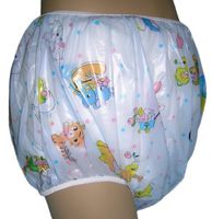 Baby Pants Blue Carousel Print Adult Pullon Plastic Pants - Medium