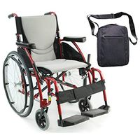 Karman S-Ergo 115 Ultra Lightweight Ergonomic Wheelchair | Seat Size 18" X 17" | Swing Away Footrest | Quick Release Wheels in Red & Free Front Zip Pocket Medical Utility Bag Black!