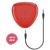 Bluetooth Receiver, iCrius 4.2 Wireless Bluetooth Audio Receiver Hands-Free Car Kits Portable Bluetooth 3.5mm Aux Jack Adapter for Headphones Home Audio/Car Stereo System (Red)