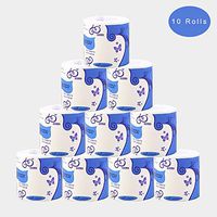 10 Rolls Toilet Paper Bulk Rolls Bath Tissue Bathroom White Soft 3 Ply Standard Rolls Recycled Fiber Bulk Paper