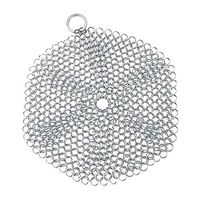 Lishiny Cast Iron Cleaner Stainless Steel Net Mesh Cookware Cleaner Griddle Scraper Brush for Kitchen Skillets Pot Pan Scrubber (7X7Inch)