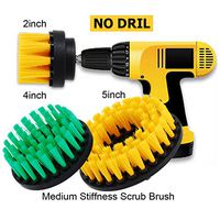 HIFROM 2in + 4in + 5in Medium Drill Powered Scrub Cleaning Brush Attachments Kit for Bathroom Tub Shower Tile Grout Tires Boats Kitchen