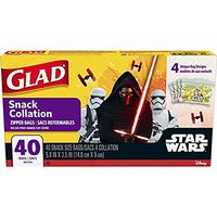 2 Pk. Glad Zipper Food Storage Snack Bags Star Wars 40 Count (80 Total Bags)