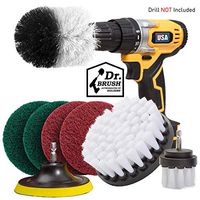 Holikme 8 Piece Drill Brush Attachment Set Scouring Pads Power Scrubber Brush Scrub Pads Cleaning Kit-All Purpose Cleaner for Bathroom Surfaces, Grout, Floor, Tub, Shower, Tile, Corners White