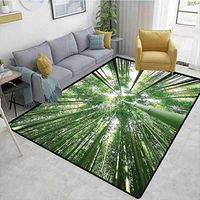 Bigdatastore Bamboo Animals Door Mats Outdoors, Tropical Rain Forest Tall Bamboo Trees in Grove Exotic Nature Zen Decor Style Image, Easy Maintenance Area Rug Living Room Bedroom Carpet(3'x 5')