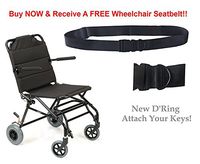 New Karman KMTV10B ( KMTV10B18B ) Ultra Lightweight Travel Wheelchair with Flip-up Footplate in Black, 18" Seat Width