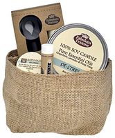Fabulous Frannie All Natural De-Stress Gift Basket includes 6oz Candle, 1oz Bath Salt, Lip Balm, and Car Diffuser with 10ml Pure Essential Oil Blend.