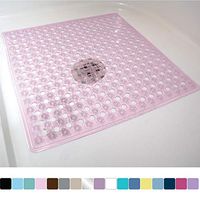 Gorilla Grip Original Patented Bath, Shower, and Tub Mat, 21x21, Machine Washable, Antibacterial, BPA, Latex, Phthalate Free, Square Bathroom Mats with Drain Holes, Suction Cups, Light Pink