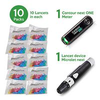 Microlet Combo Kit - Includes 100 Colored Lancets, 1 Contour Meter, 1 Lancing Device (100 + Meter + Device)