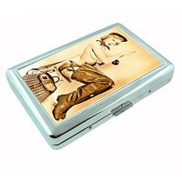 Perfection In Style Metal Silver Cigarette Case Vintage Farm Girl Design 016