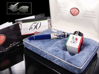 Aurora Torino 150 Blue with Sterling Silver Overlay Fine Point Fountain Pen - AU-800IT-F
