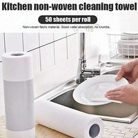 Kitchen Disposable Non-Woven Cloth Paper Roll Dishcloth Duster Dry Wet Dual-Use Kitchen Paper Towels (1Roll, One Size)