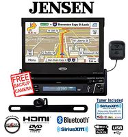 Jensen VX7012 7" DVD Navigation Built In Bluetooth w/ SiriusXM Tuner and Antenna along with a Backup Camera and a FREE SOTS Air Freshener