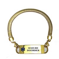 Pre-Engraved Gold Plated Chevron Pattern"Seizure Disorder" Medical ID Bracelets for Women