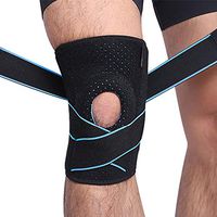 Knee Brace, Knee compression Sleeve Non-Slip Open-Patella Brace with Adjustable Strap, Men Women Knee Support for Running, Basketball, Hiking, Arthritis (Blue, Single)