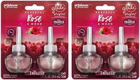 Glade Plugins Scented Oil Refills - Limited Edition Holiday Collection - Peaceful Rose & Wood - 2 Count Oil Refills Per Package - Pack of 2 Packages