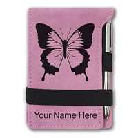 Mini Notepad, Swallowtail Butterfly, Personalized Engraving Included (Pink)