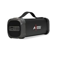 AXESS SPBT1073 Portable Indoor/Outdoor Bluetooth Media Speaker with Built-In 3.5mm Line-In Jack Rechargeable Battery and Subwoofer Black