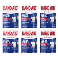 Band-Aid Brand Clear Strips Bandages, Assorted Sizes for discreet First Aid, Assorted Sizes, 45 ct Pack of 6