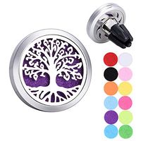 Car Air Freshener Aromatherapy Essential Oil Diffuser Vent Stainless Steel Locket with Clip Lotus 12 Colors Refill Pads
