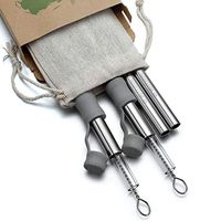 The Original Eco-Friendly Reusable Portable Drinking Straws Bundle-2PCS Stainless Steel Metal Straws 2PCS Glass Straws with 2 Travel Cases & Pouch| Zero Waste | Yeti/Rtic/Ozark