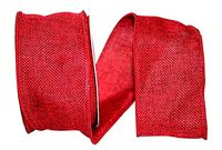 Reliant Ribbon 90357W-065-40F Burlap Poly Wired Edge Ribbon, 2-1/2 Inch X 10 Yards, Red