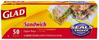 Glad Sandwich Zipper Bags, 50 Count (Pack of 12)