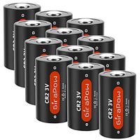 Girapow CR2 3V Lithium Batteries, 3-Volt 800mAh Non-rechargeable High Performance with PTC Protected for Golf Rangefinder, Mini 25 50, Flashlight, Electronic Toys, Alarm Systems, 12-Count