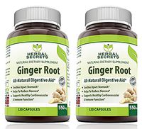 Herbal Secrets Ginger Root Supplement - 550 mg Capsules - Easy to Swallow Capsule-2 Pack