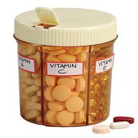 GMS Vitanizer - 6 Compartment Pill Organizer/Vitamin Organizer with Easy Turn Lid and Self Adhesive Labels