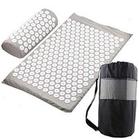 ZHLXZ Back and Neck Pain Relief - Acupressure Mat and Pillow Set - Relieves Stress, Back, Neck, and Sciatic Pain - Comes in A Carry Bag for Chair, Bed, Travel,Gray
