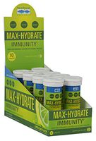 Max-Hydrate Immunity Effervescent Tablets, Non GMO, Lemon Lime. Trace Minerals. 8 Tubes of 10 Tablets. Vitamin C, Electrolyte, Hydration, Support, Magnesium, Calcium, Sodium, Potassium, Minerals.
