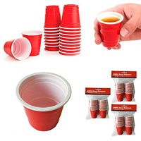 60 Red Cups 2oz Mini Plastic Hard Glasses Jello Jelly Shot Disposable Party