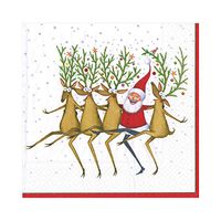 Caspari Santa's Kickettes Paper Luncheon Napkins in White, 20 Per Package