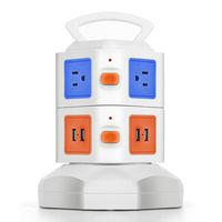 TNP Power Strip with USB Surge Protector - Charger Station Power Supply Adapter Multi Socket Plug Powerstrip Bar Stand Tower, 6FT Extension Cord (6 AC Outlet + 4 USB Port, Blue & Orange)