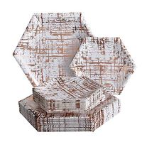 PARTY DISPOSABLE PLATE SET 18 Dinner Plates 18 Side Plates Heavyweight Paper Materials Hexagon Design for Upscale Wedding and Dining (Arctic Collection – Rose)