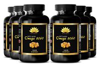 Omega 3 1500 mg - Omega 8060 Fatty Acids 1500mg - Mental Alertness Supplements - 6 Bottles 360 softgels