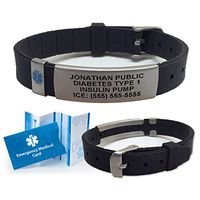 Silicone Advisor/Slim Medical ID Bracelet (incl. 4 Lines of Custom Engraving). - Black