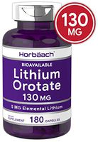 Lithium Orotate 130mg | 180 Capsules | Non-GMO, Gluten Free | 5mg Bioavailable Elemental Lithium | by Horbaach