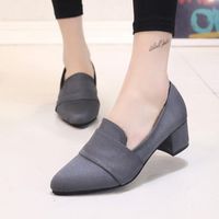 Hemlock Women Office Wedges Shoes Mid Heel Sandals Shoes Dress Shoes Pointed Toe Slip On Shoes (US:5.5, Grey)