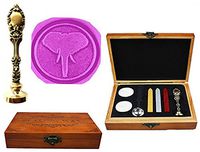 MNYR Elephant Ears Animal Luxury Wood Box Bronze Metal Peacock Wedding Invitations Gift Cards Paper Stationary Envelope Seals Custom Logo Wax Seal Sealing Stamp Wax Sticks Melting Spoon Wood Gift Kit