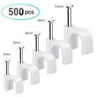 AGPTEK 500pcs Cable Clips with Steel Nails 4mm 5mm 6mm 8mm 10mm Cable Management for RG6, RG59, CAT6, RJ45 Cable Coax Cable, Ethernet Cable, TV Wire Cable, Telephone Cable, Led Starlight, Print Cable
