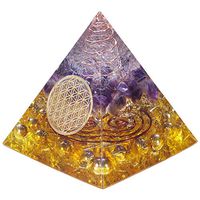 TUMBEELLUWA Orgone Pyramid Energy Generator for Crystal Healing, Meditation, Chakra Balancing and EMF Protection, Orgonite Pyramid Stone Figurine for Home Decoration, Flower of Life