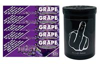 Herb Airtight Container Fresh Kettle with Juicy Jay's Grape 1.25 Flavored Hemp Rolling Papers 5 Count DC Crafts Nation- Middle Finger